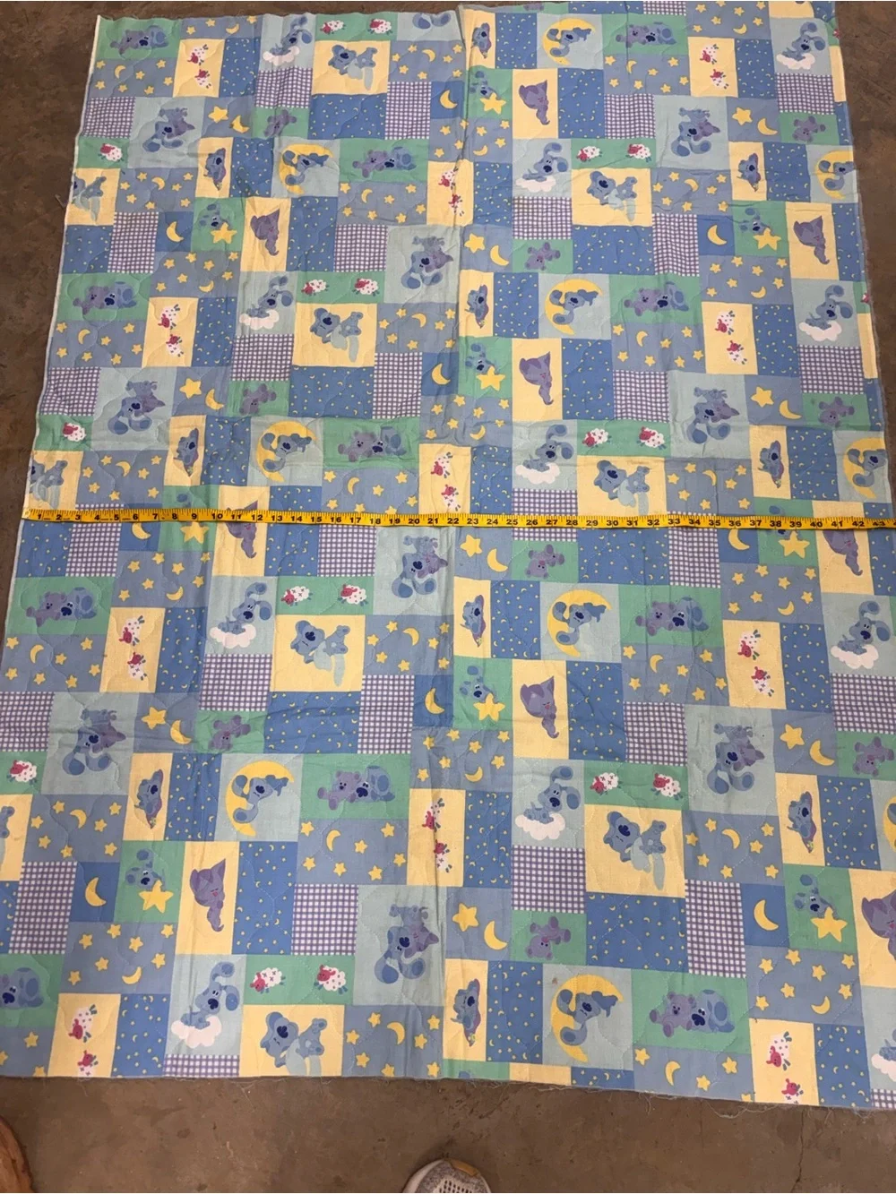 Vintage Blue's Clues Quilted Patchwork Blanket Fabric Panel Reversible